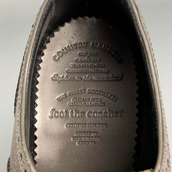 FOOT THE COACHER Grey Perforated Leather Cap Toe Lace-Up Shoes - Picture 7 of 9